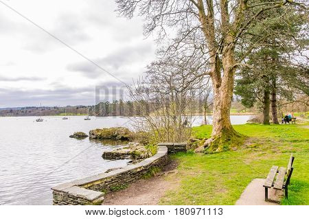 view of lake windermere from ambleside The Lake District, Cumbria,