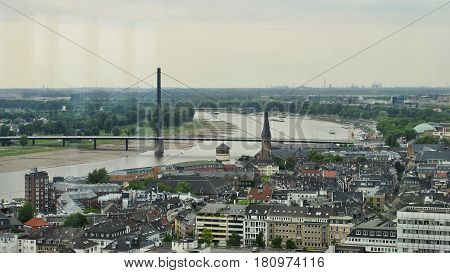 Bridge Over The Rhine River In Dusseldorf