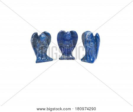 Lapis lazuli angels isolated on white background