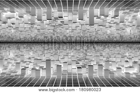 White Infinite Abstract Plane with Geometric Shapes