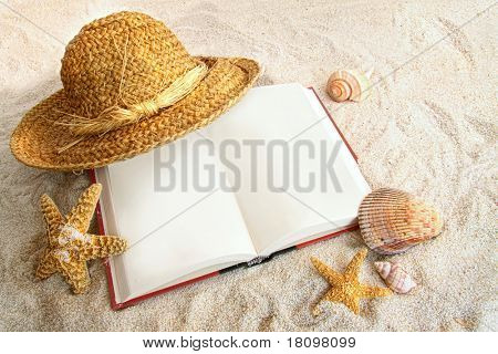 Straw hat ve kabukları plajda yaptırın
