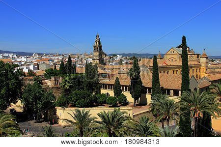 Cordoba, Andalusia, Spain. The view on Alcazar Palas