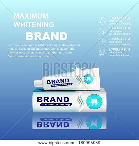Packaging design for toothpaste ads. Vector illustration.
