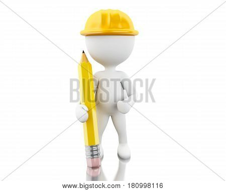 3D Engineer With Helment And Pencil