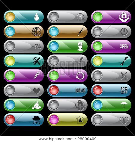 Vector conjunto de botones de internet. 24 elementos.