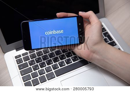 Tula, Russia - November 28, 2018: Coinbase - Buy Bitcoin And More, Secure Wallet Mobile App On The D