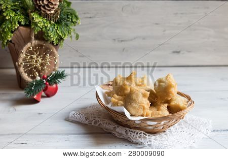 Pettole Is A Traditional Christmas South Italian Food Cooked From Dough And Fried In Olive Oil, Made