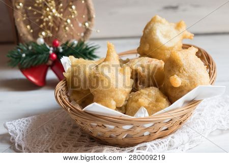 Pettole Is A Traditional Christmas South Italian Food Cooked From Dough And Fried In Olive Oil, Made