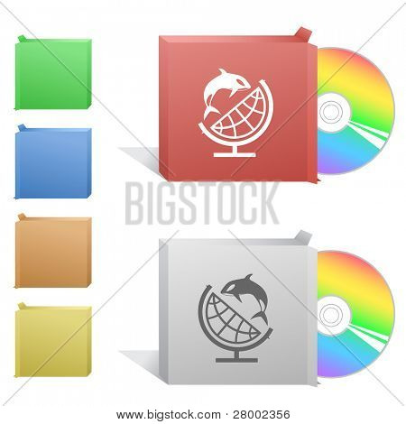 Globe og shamoo. Kasse med cd-rom'en.