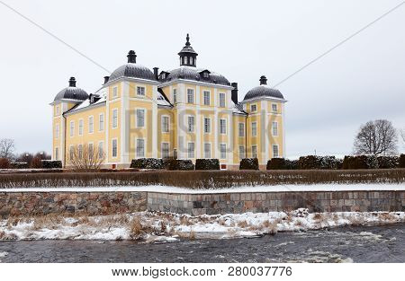 Winter At The Swedish 17 Th Century Stromsholm Castle Located In The Province Of Vastmanland.