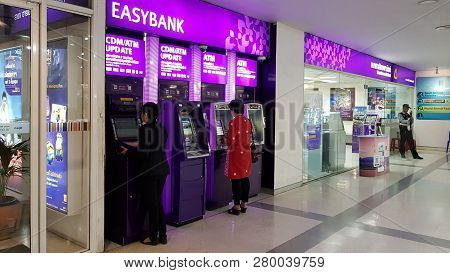 Chon Buri, Thailand - December 18, 2018: The Siam Commercial Bank Or Acronym Is Scb. It Is The First