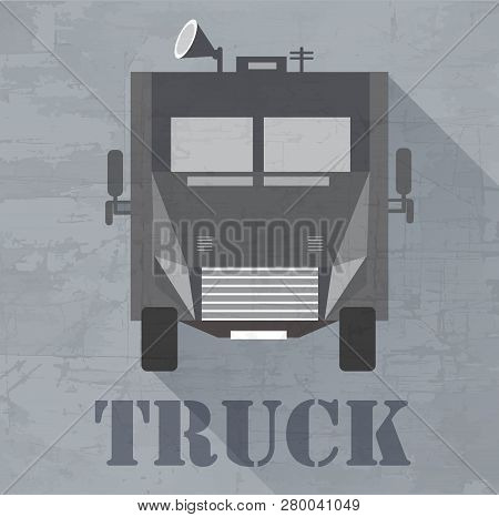 Grunge Military Car Icon Background Concept. Vector Illustration Design