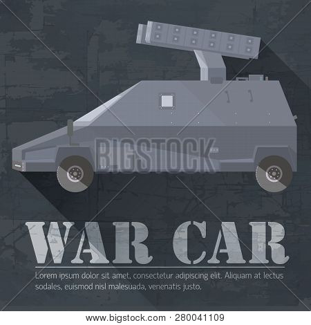 Grunge Military War Car Icon Background Concept. Vector Illustration Design