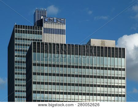 Manchester, England - 12 September 2018: The Cis Tower In Manchester Is An Office Skyscraper Built I