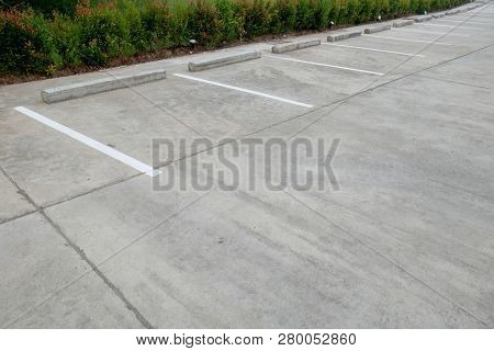 Car Parking Lot At Outdoor With White Marking