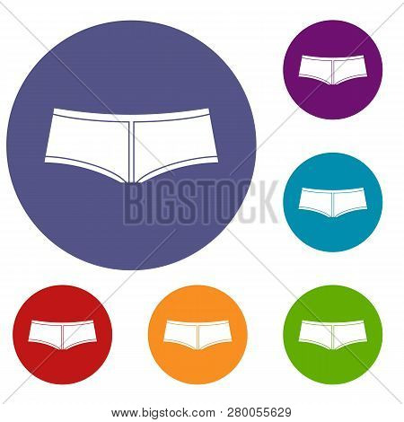 Boyshorts Icons Set In Flat Circle Red, Blue And Green Color For Web