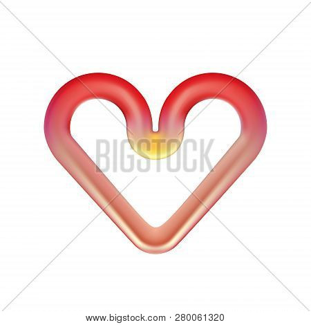 Red Heart Red-hot Heating Element. Infrared Oven Plate, Isolated On Light Background. Abstract Round