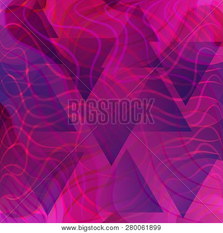 Transparent White Curves Stripes And Treangles As Abstract Background. Decorative Glass Or Ice. Vect