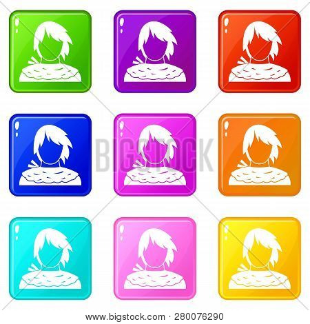 Male Shorn Icons Of 9 Color Set Isolated Illustration