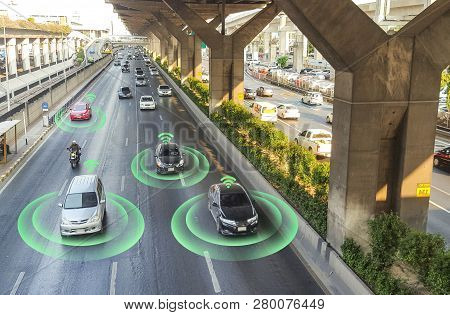 Smart Car, Self-driving Mode Vehicle With Radar Signal System And And Wireless Communication, Autono