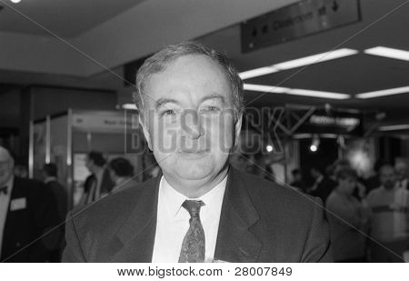 BRIGHTON, ENGLAND-OCTOBER 1: George Foulkes, Labour party Member of Parliament for Carrick, Cumnock, & Doon Valley, visits the party conference on October 1, 1991 in Brighton, Sussex.