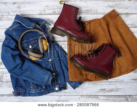 Womens Clothing, Accessories, Footwear (burgundy Boots, Yellow Wireless Headphones, Denim Jacket, Su