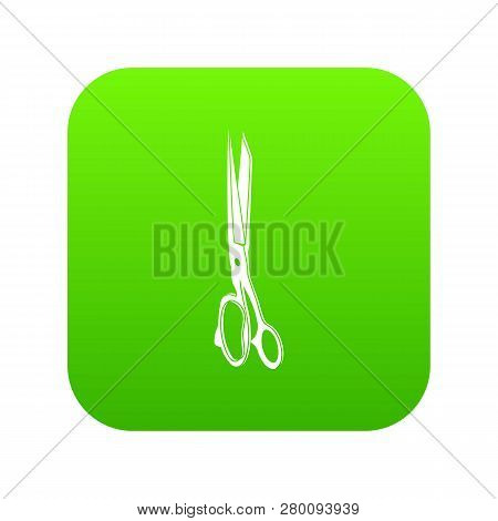 Big Medical Scissors Icon Green Isolated On White Background