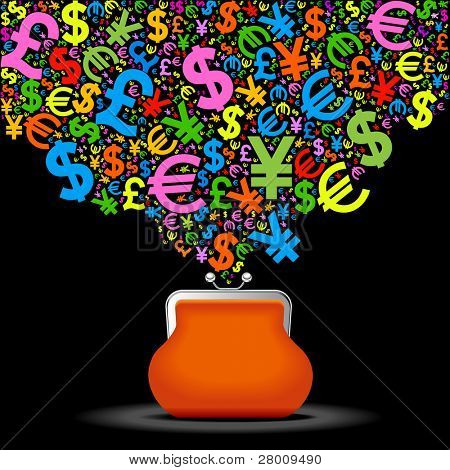pung med currency.concept af finansielle transaktioner