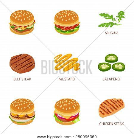 Roast Mincemeat Icons Set. Isometric Set Of 9 Roast Mincemeat Icons For Web Isolated On White Backgr