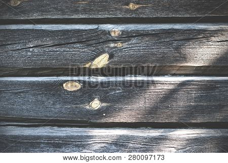 Old Wooden Board With Natural Texture, Illuminated By The Sun