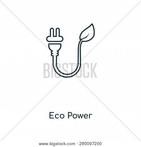 Eco Power Icon In Trendy Design Style. Eco Power Icon Isolated On White Background. Eco Power Vector