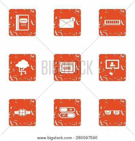 Benchmark Icons Set. Grunge Set Of 9 Benchmark Icons For Web Isolated On White Background