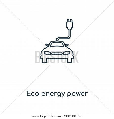 Eco Energy Power Icon In Trendy Design Style. Eco Energy Power Icon Isolated On White Background. Ec