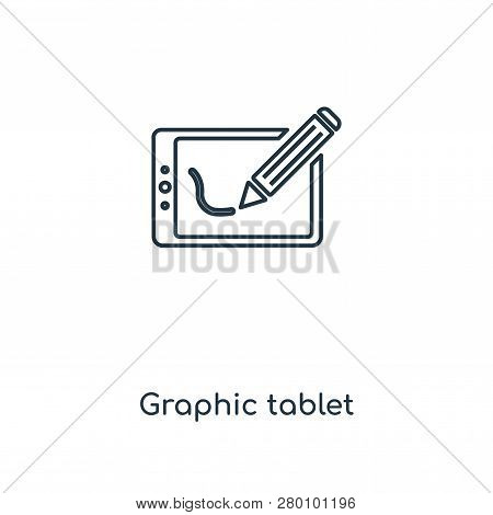 Graphic Tablet Icon In Trendy Design Style. Graphic Tablet Icon Isolated On White Background. Graphi