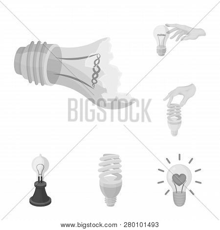 Vector Design Of  And Lightbulb Symbol. Collection Of  And Idea Vector Icon For Stock.
