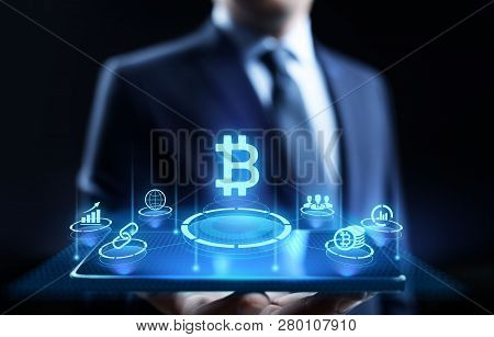 Bitcoin Cryptocurrency Digital Money Finance Business Technology Concept.