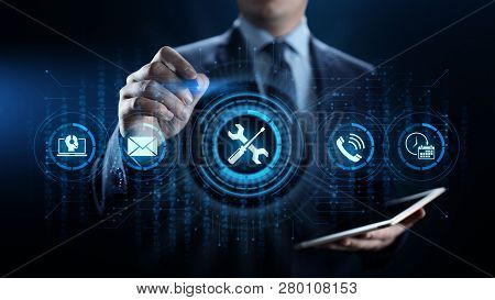 Support 24 7 Customer Service Quality Assurance Business Technology Concept.