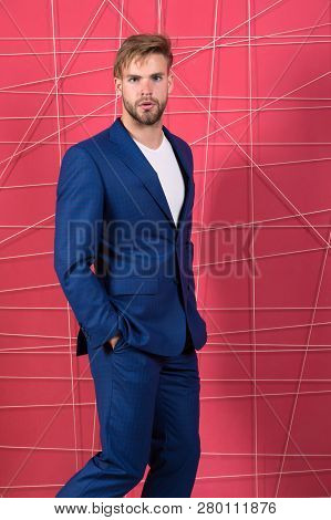 Guy Office Worker Handsome Appearance. Guy Unshaved Office Manager. Manager Dress Code. Man Well Gro