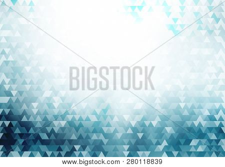 Abstract Blue Geometric Hipster Triangles Pattern Background And Texture With Lighting Effect. Retro