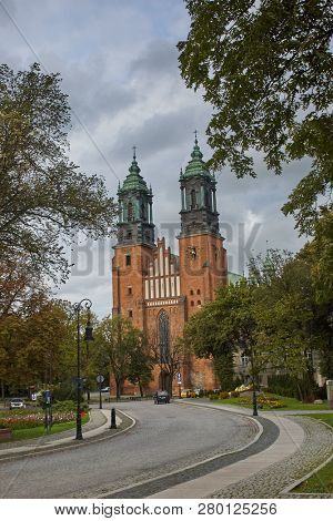 POZNAN, POLAND - AUGUST 29, 2006: View to Archcathedral Basilica of St. Peter and St. Paul on Tumski island. It is one of the oldest churches in Poland and the oldest Polish cathedral
