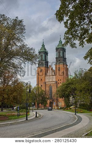 POZNAN, POLAND - AUGUST 29, 2006: View to Archcathedral Basilica of St. Peter and St. Paul on Tumski island. It is one of the oldest churches in Poland and the oldest Polish cathedral