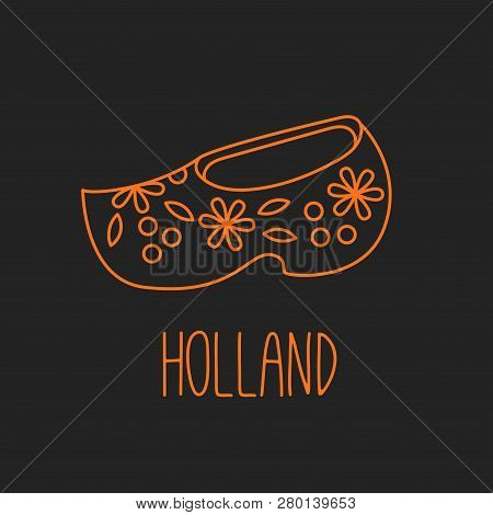 Holland Netherlands Traditional Wooden Shoe Icon Clomp Vector