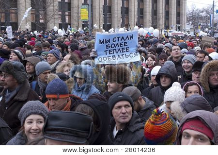 Rusko, Moskva - Prosinec 24: 120 tisíc demonstrantů se v akademik Sacharov vyhlídky T