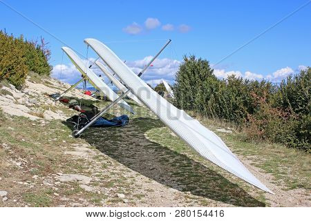 Hang Gliders On The Chabre Mountain, French Alps