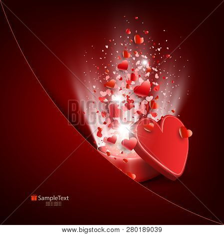Composition With A Red Box And A Set Of Hearts With A Corner Pocket,