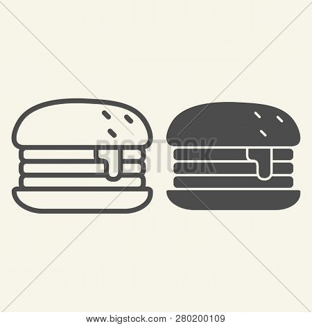 Humburger Line And Glyph Icon. Burger Vector Illustration Isolated On White. Bun Outline Style Desig