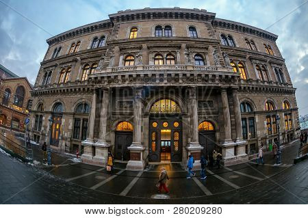 Budapest, Hungary - December 18, 2018: Corvinus Geek Club Building, A Student Organization For Econo