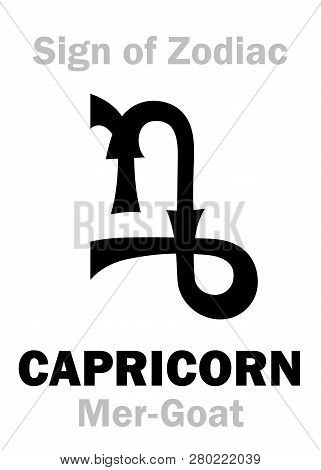 Astrology Alphabet: Sign Of Zodiac Capricorn (the Mer-goat). Hieroglyphics Character Sign (single Sy