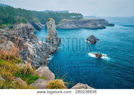 Oedolgae Rock tourist attraction, Jeju island, South Korea