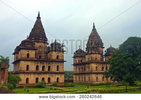 Royal Cenotaphs Of Rulers Of Orchha. Madhya Pradesh, India.